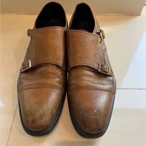 J Lindeberg Double Monk Strap Leather loafers in Brown